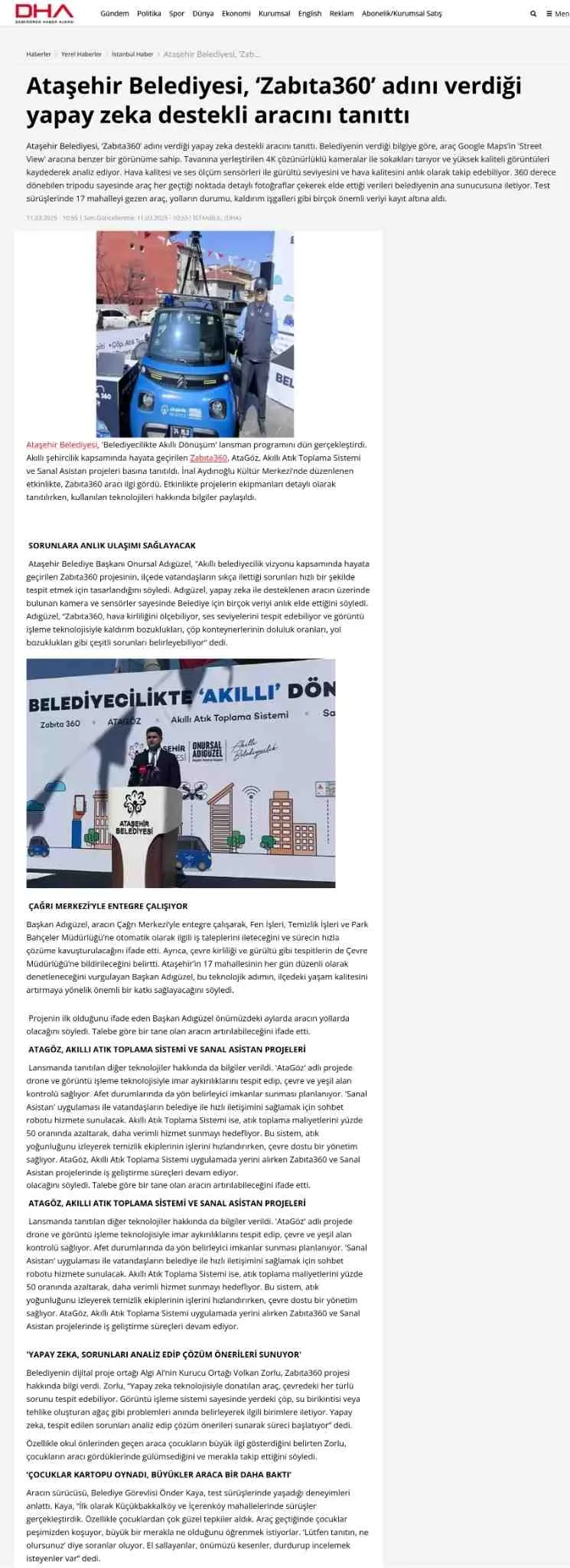 DHA — Zabıta360 haberi (gazete küpürü)