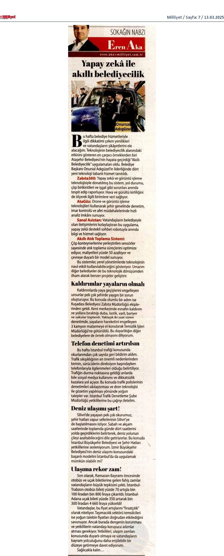 Milliyet — Zabıta360 haberi (gazete küpürü)