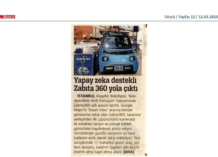 Sözcü — Zabıta360 haberi (gazete küpürü)